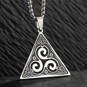 Stainless Steel Celtic Triangle Pendant Necklace
